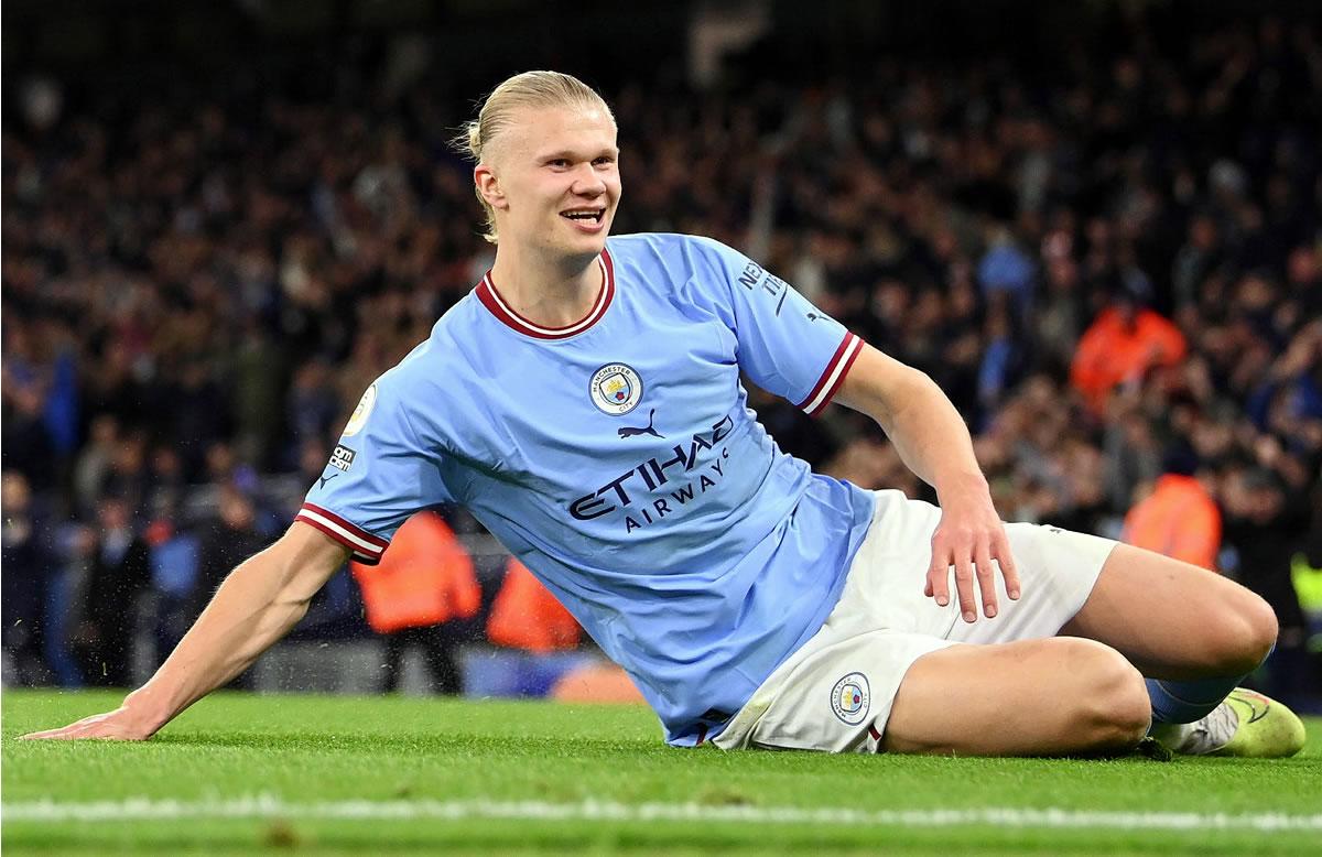 Erling Haaland celebrando su gol contra el West Ham United.