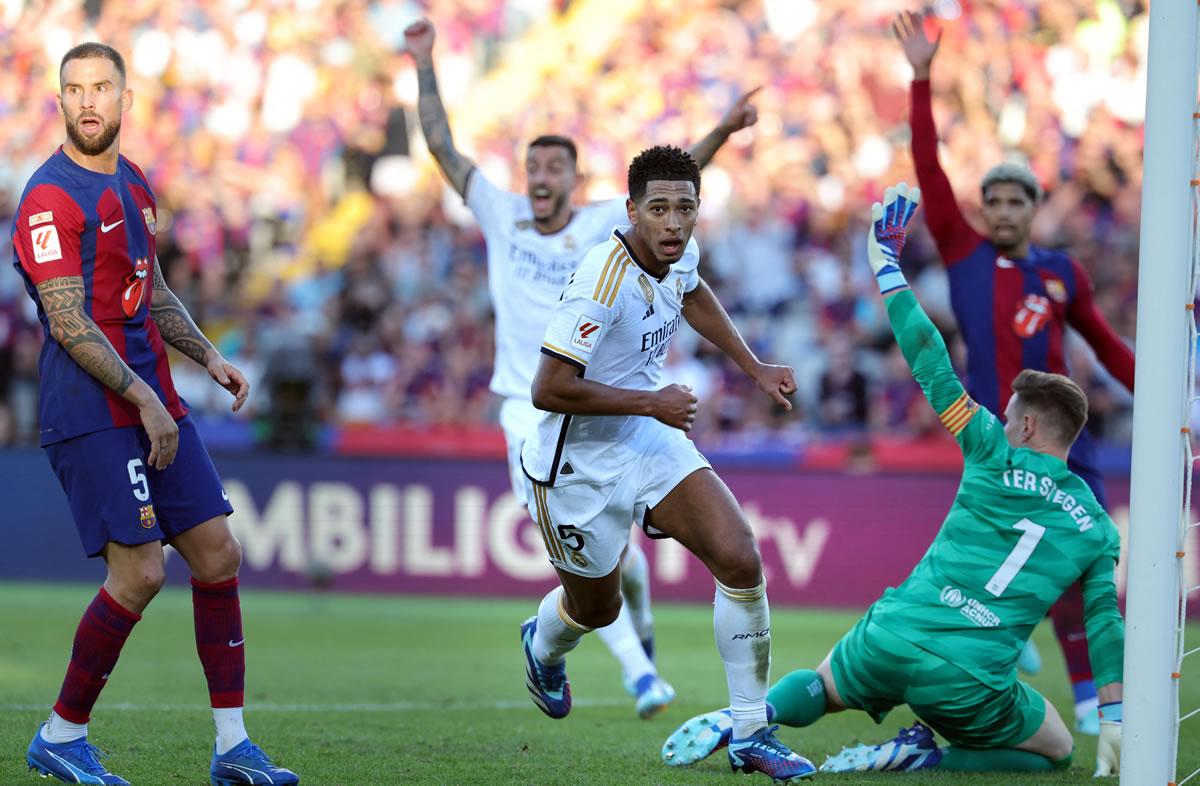 Jude Bellingham venció por partida doble a Ter Stegen para la remontada del Real Madrid sobre el Barcelona.