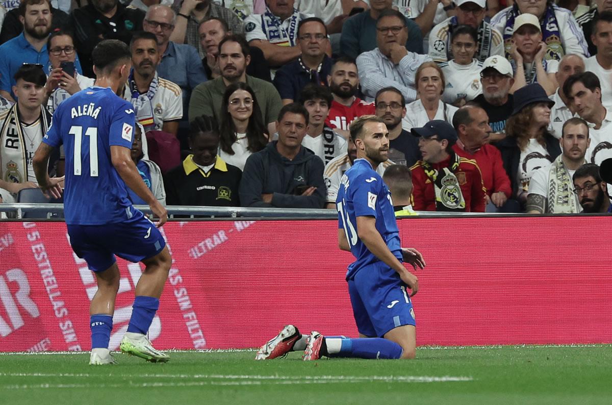 Borja Mayoral abrió el marcador en el Bernabéu tras un errorazo de Fran García.