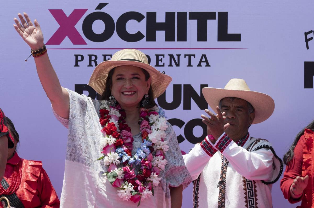 La candidata presidencial Xóchitl Gálvez durante el cierre de su campaña en México.