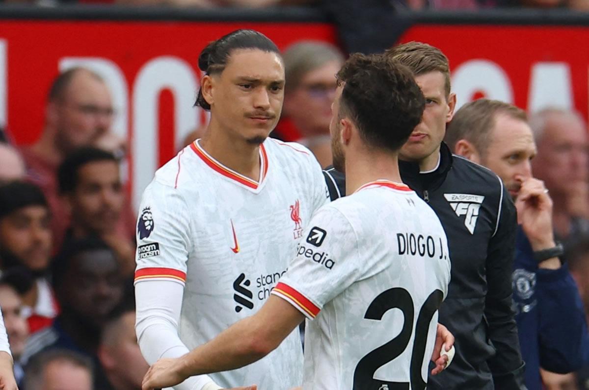 Diogo Jota ha jugado por delante de Darwin Núñez en el Liverpool de Arne Slot.