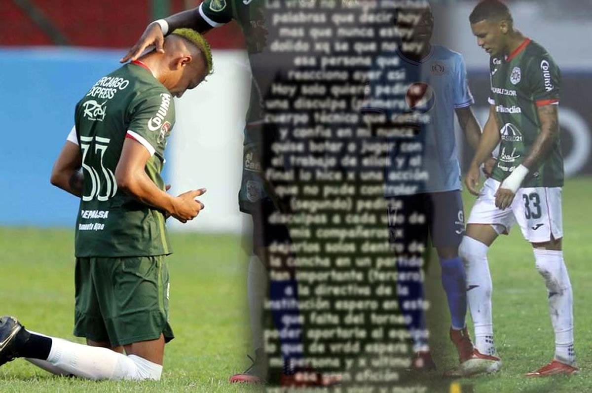 El jugador hondureño pidió disculpas por su expulsión.