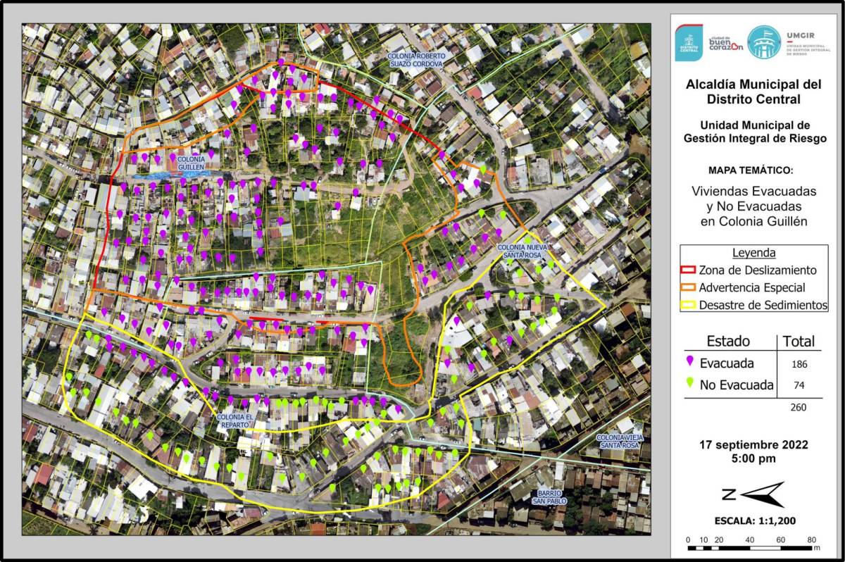 Mapa de riesgo de la Alcaldía Municipal del Distrito Central.