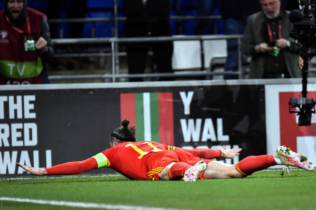 La celebración de Gareth Bale tras su golazo.