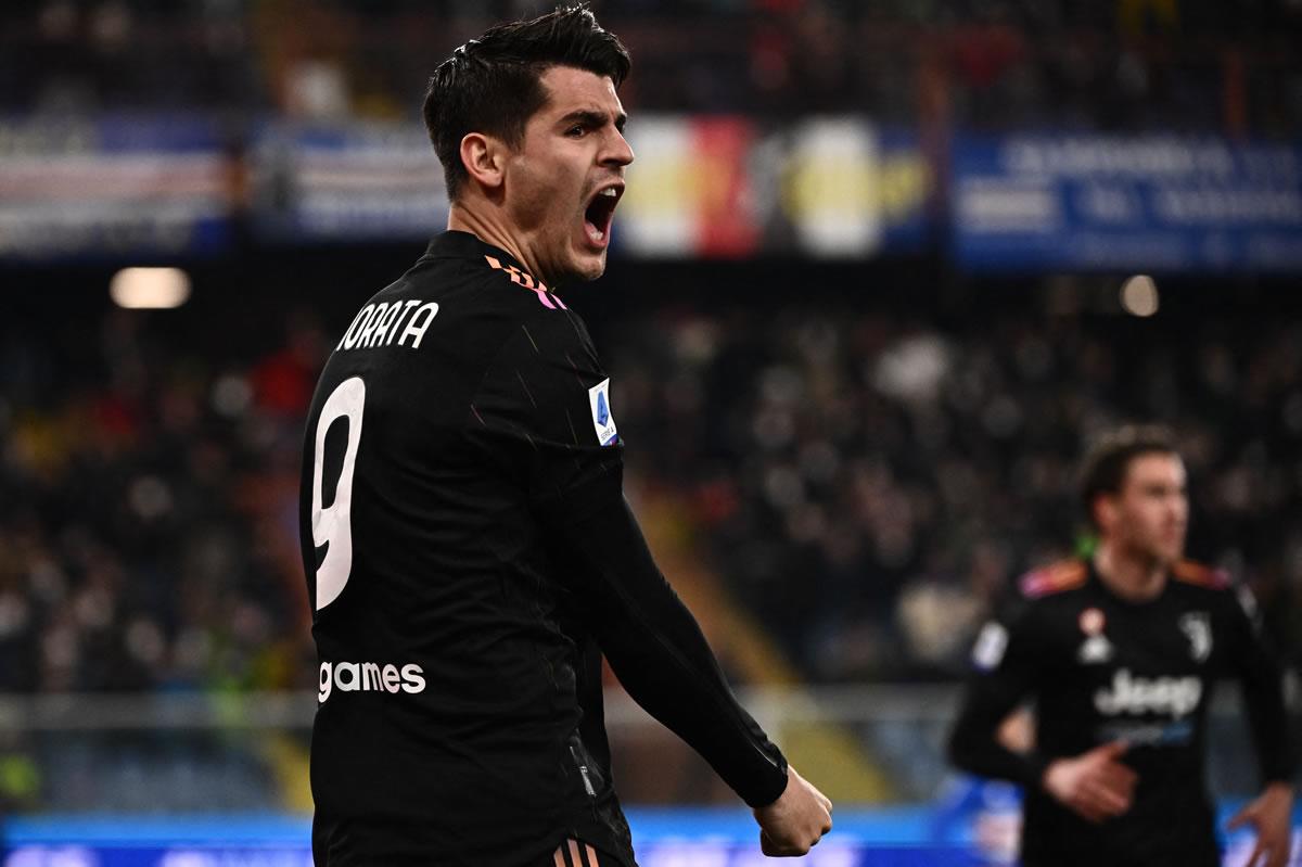 Morata lideró el triunfo de la Juventus en el campo de la Sampdoria.