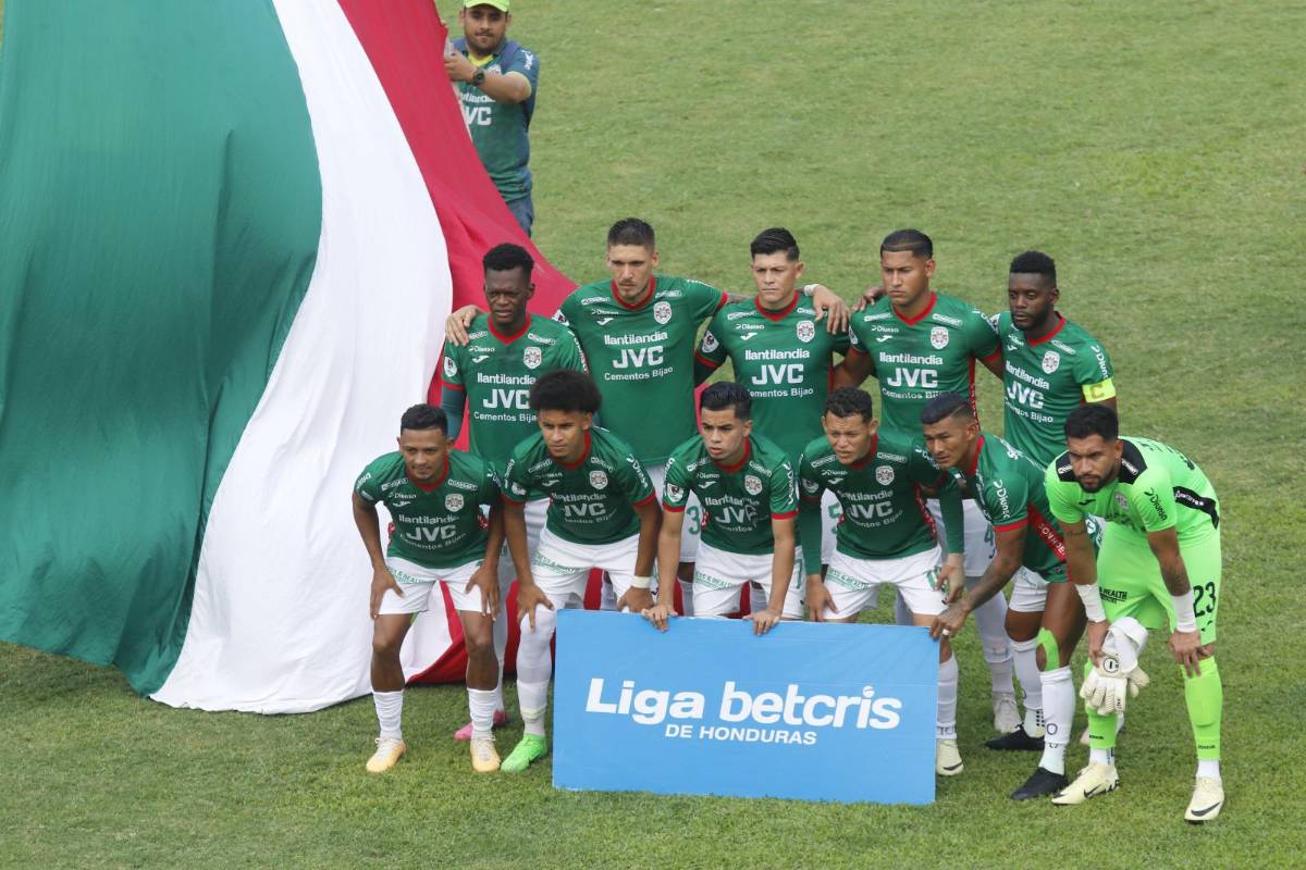 El 11 titular del Marathón que venció 2-1 al Olancho FC en el estadio Yankel Rosenthal.