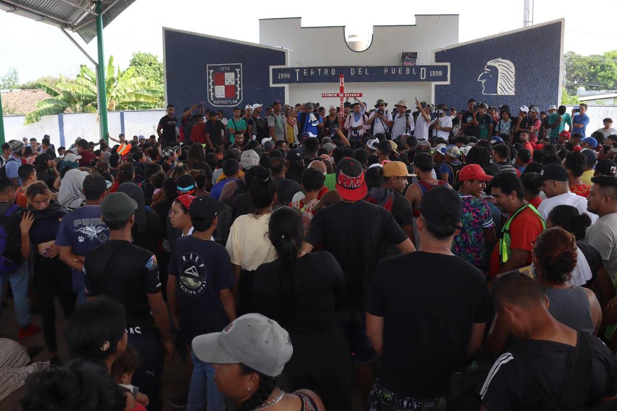 Migrantes de caravana protestan por la muerte de hondureño en Chiapas