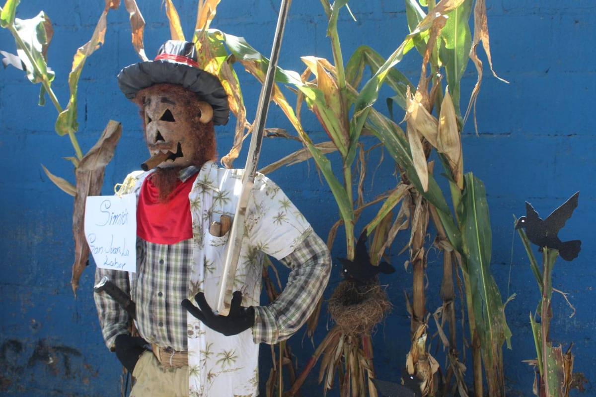 Este fue otro de los espantapájaros que participaron en el concurso.