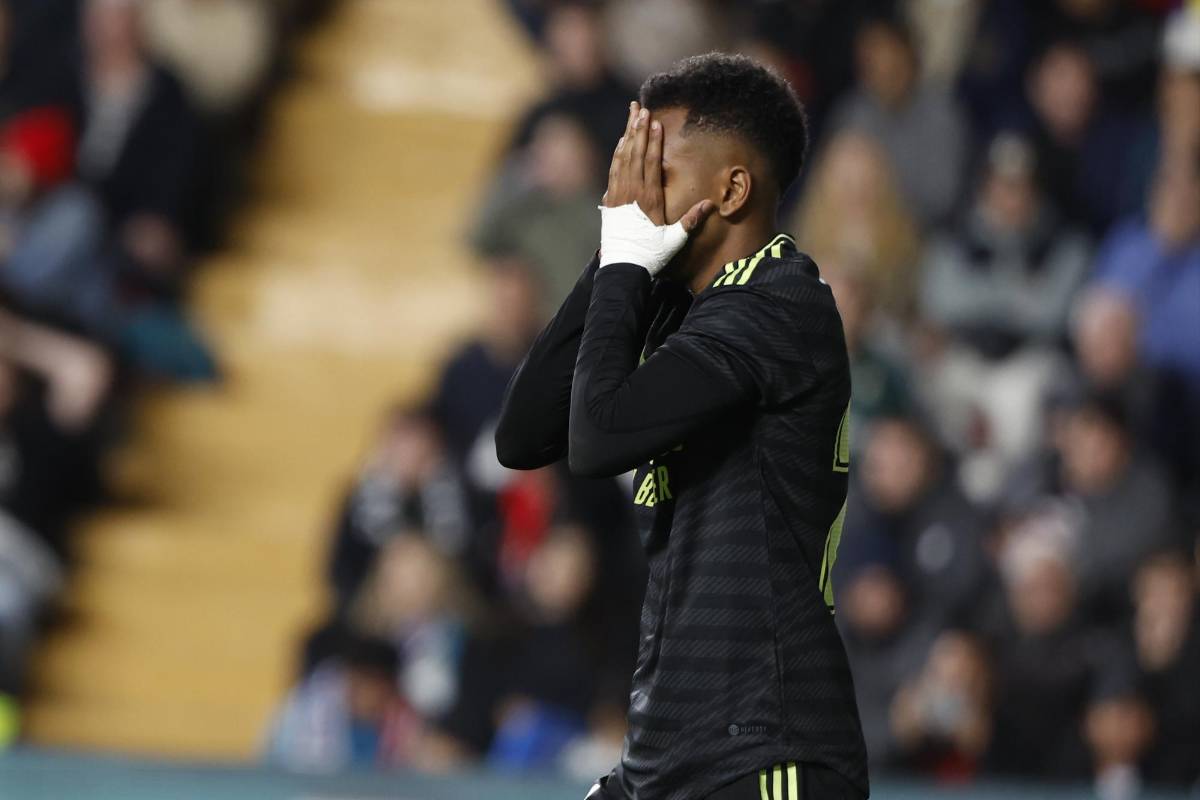 Rodrygo lamentando una ocasión fallada.