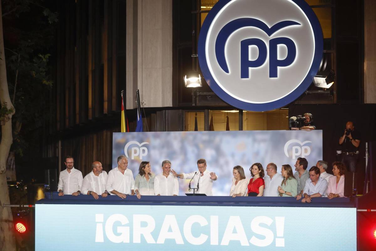 Líderes del Partido Popular en la sede en Madrid.