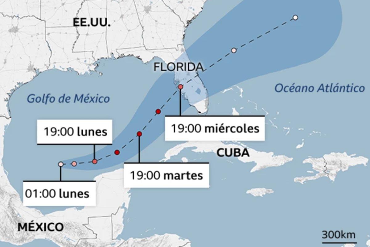 Trayectoria según el Centro Nacional de Huracanes de EE.UU. (NHC, por sus siglas en inglés).