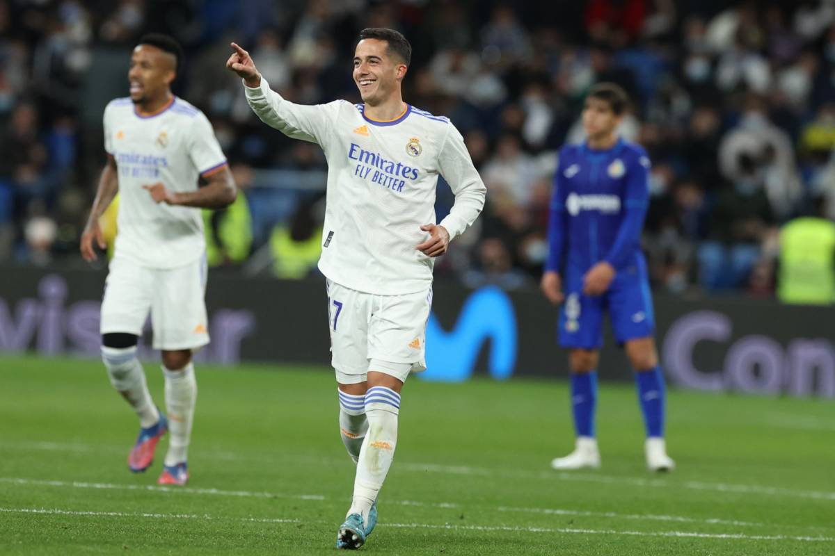 Lucas Vázquez y su festejo tras marcar el segundo gol del Real Madrid. Foto EFE.