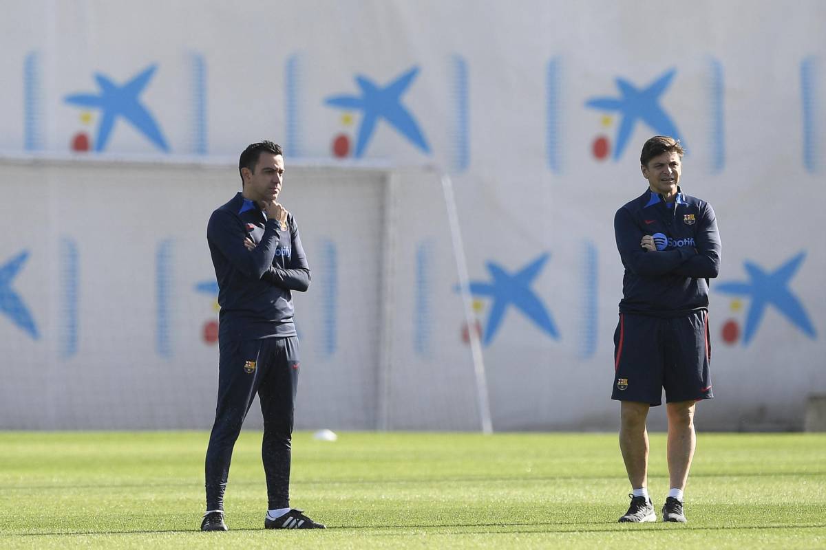 Xavi Hernández durante los entrenamientos previo al duelo ante el Bayern Múnich en Barcelona.