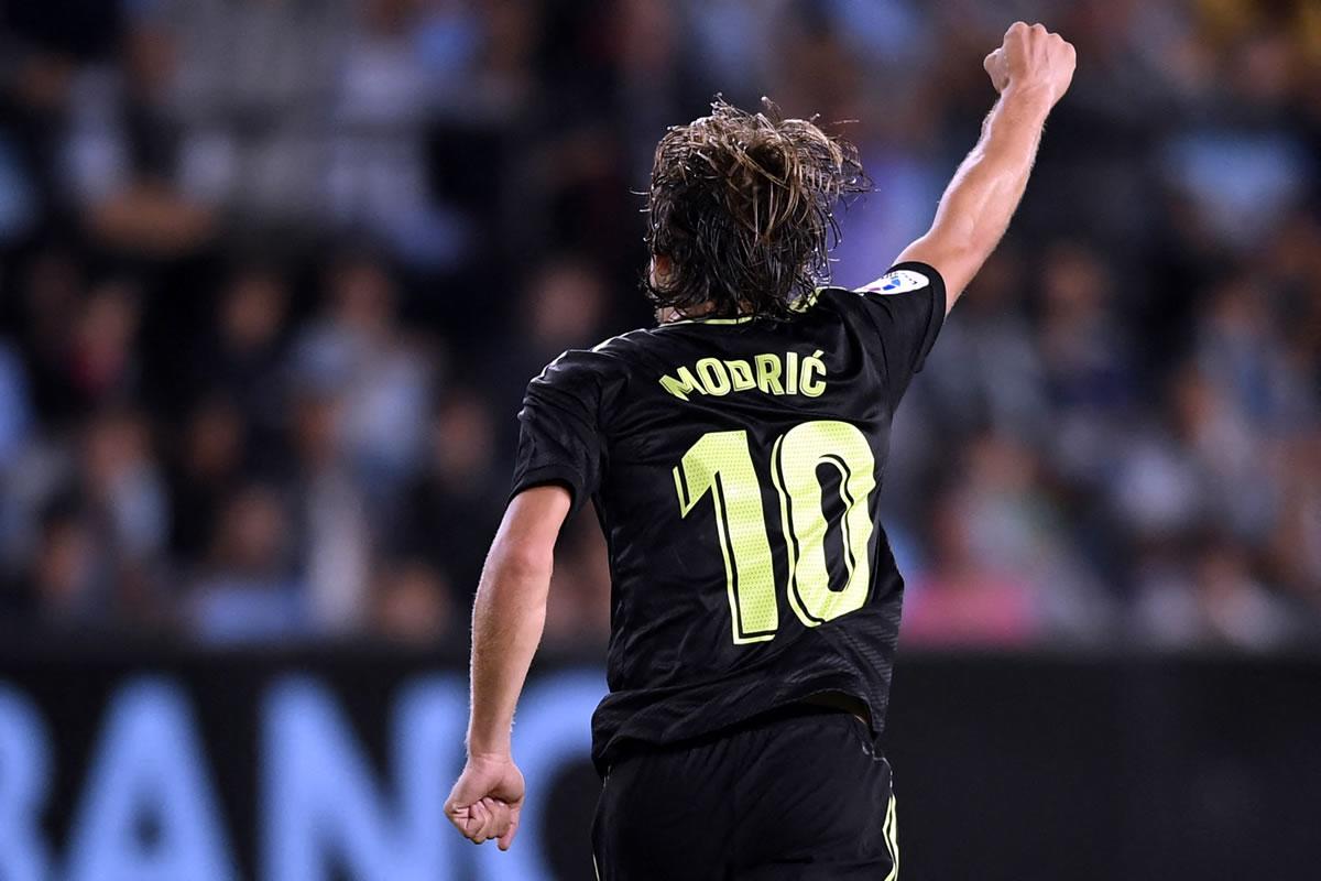 Así celebró Luka Modric su tremendo golazo contra el Celta de Vigo.