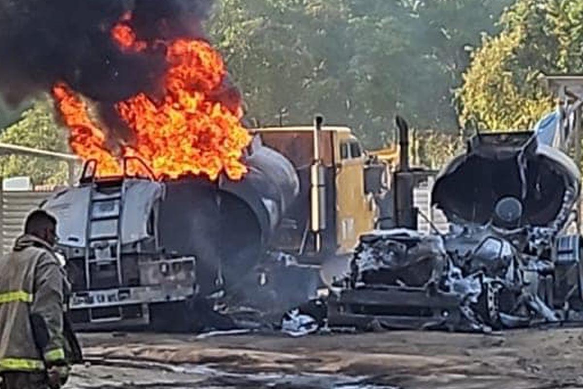 Explotan dos cisternas cargadas de combustible en San Pedro Sula