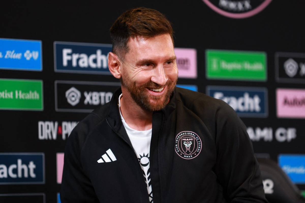 Lionel Messi durante la conferencia de prensa previo a la final de la Leagues Cup entre el Inter Miami y el Nashville.