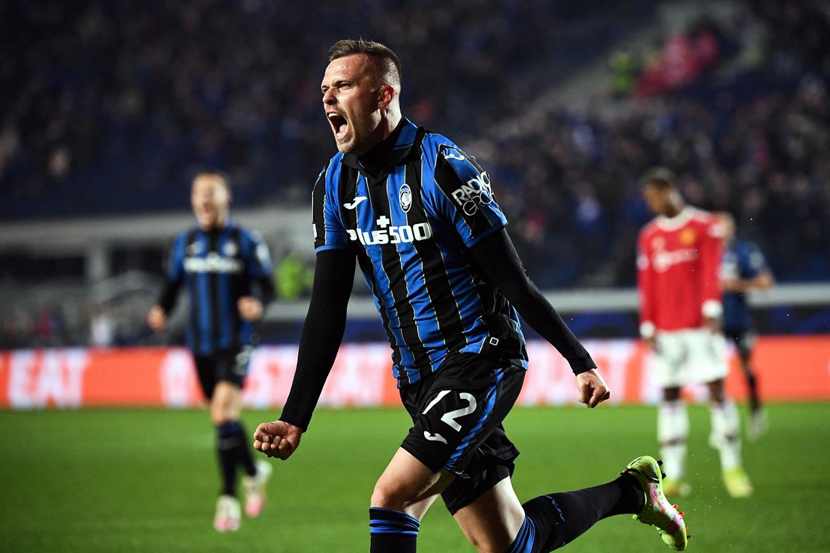 Josip Ilicic gritando su gol que adelantó al Atalanta.