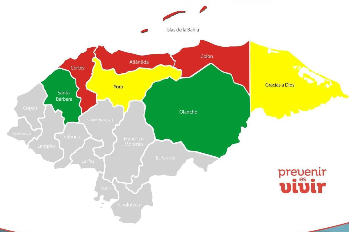 Cuatro departamentos de Honduras en alerta roja por lluvias