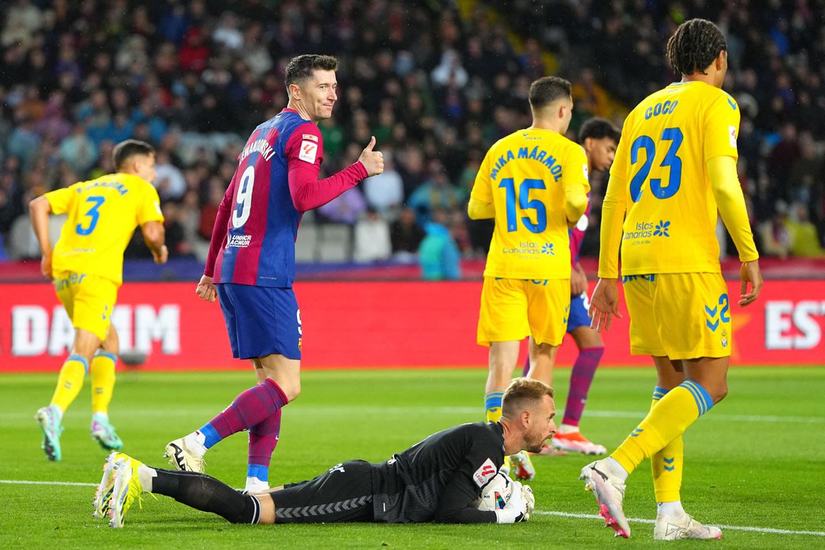 Robert Lewandowski no pudo marcar contra Las Palmas.