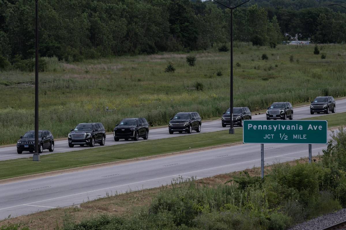 La caravana de Trump a su llegada a Milwaukee el domingo por la tarde.