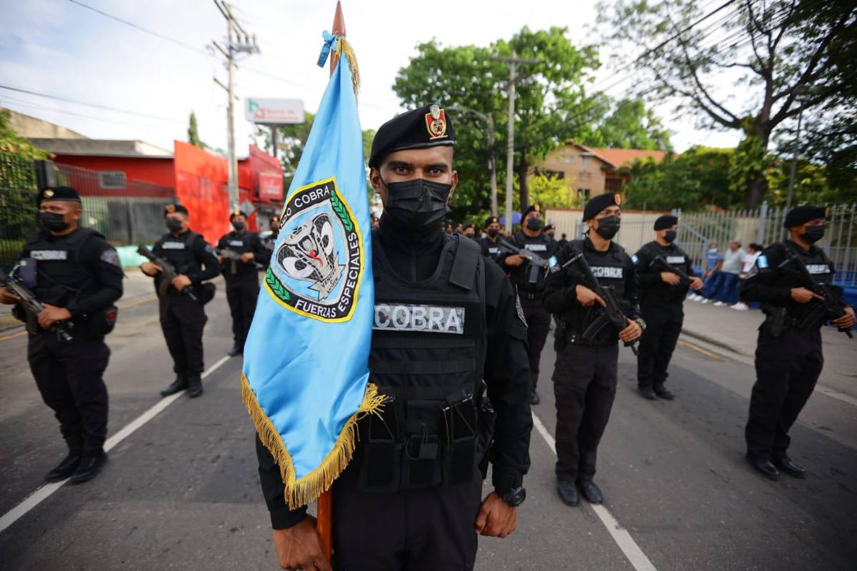 Miembros de las Fuerzas Especiales (Cobras) haciendo su presentación.