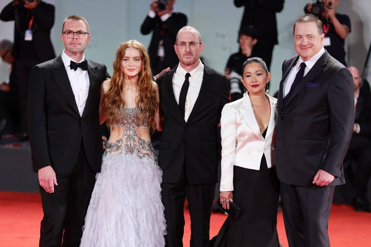 El elenco de ‘The Whale”, en el Festival de Cine de Venecia.