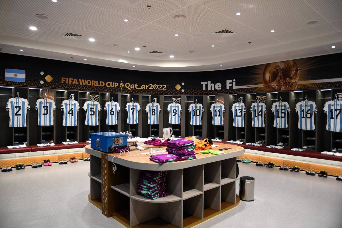 Así luce el camerino de la Selección de Argentina.