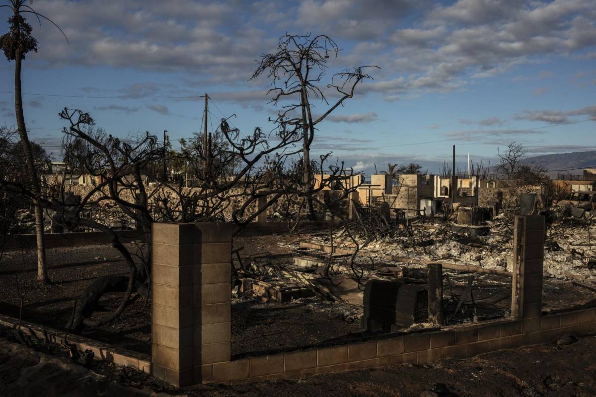 Los restos de un vecindario destruido en el incendio forestal de la semana pasada en Lahaina, en la isla hawaiana de Maui, este miércoles 16 de agosto de 2023.