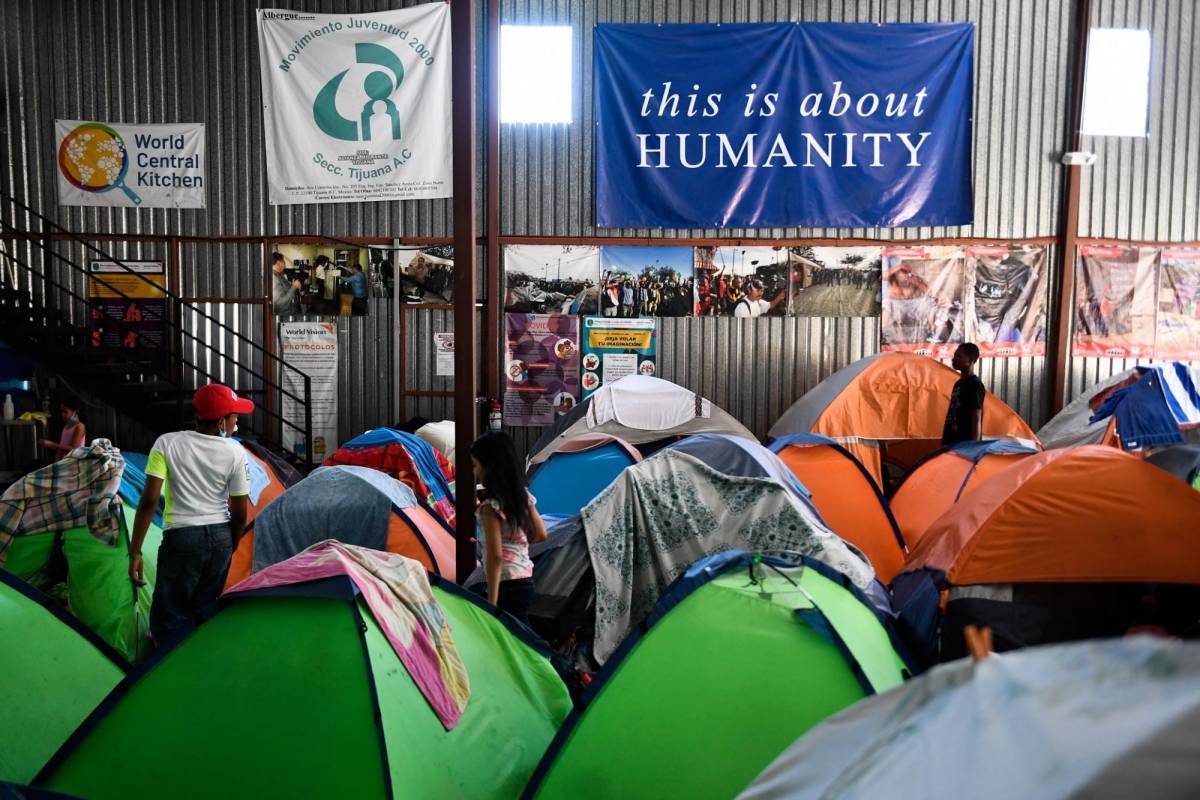 Así luce el albergue de los migrantes centroamericanos en Tijuana.