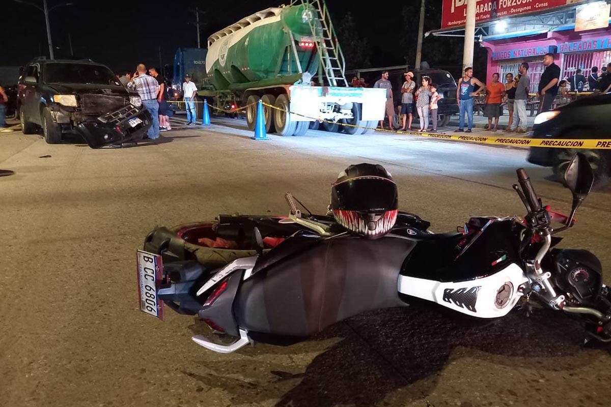 Motocicleta en la que se conducía Jesús Alberto Lobo Carbajal.