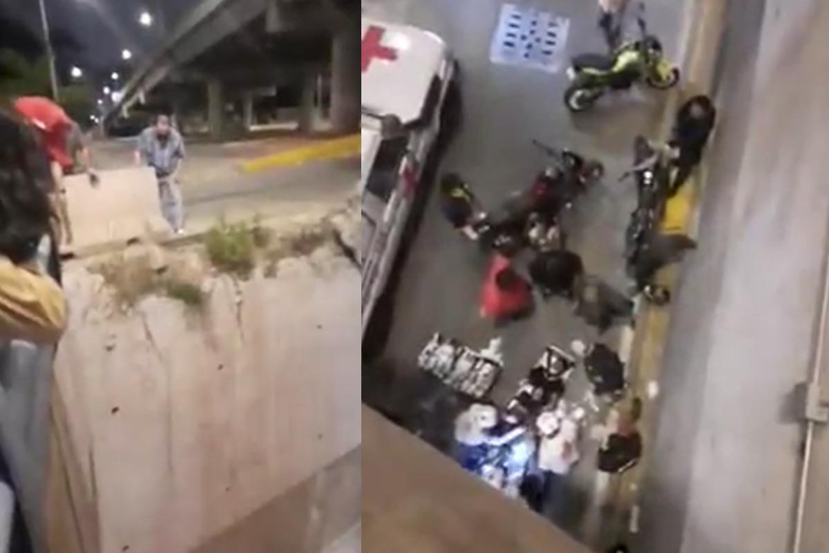Motociclista cae en paso a desnivel en Tegucigalpa