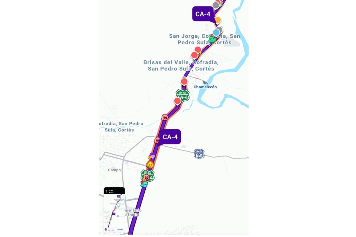 Alto tráfico vehicular en la carretera hacia Cofradía.