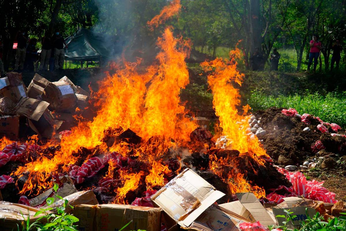 Queman 8 toneladas de droga valorada en L12 millones