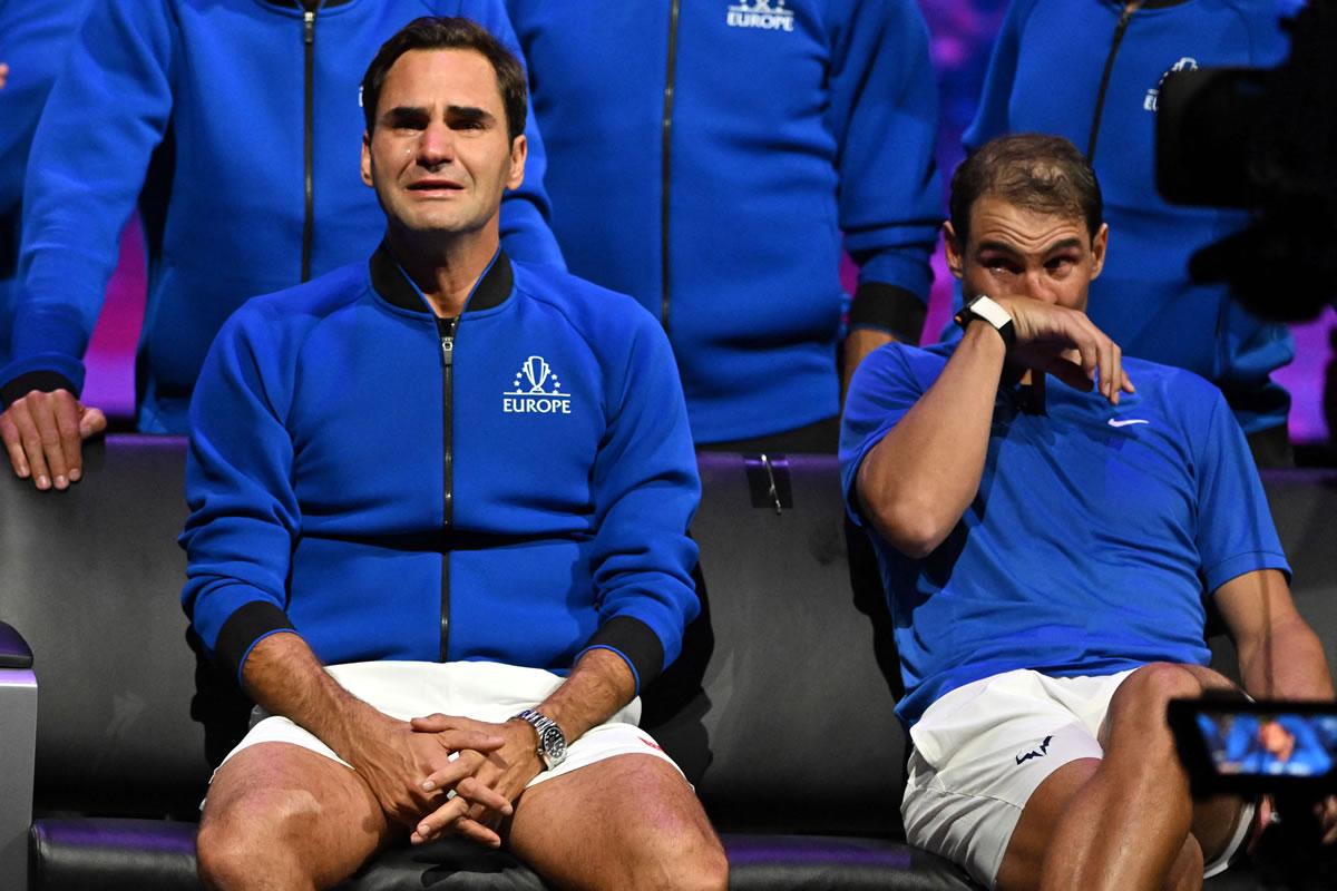 El llanto de Roger Federer y Rafa Nadal en el adiós del tenista suizo.