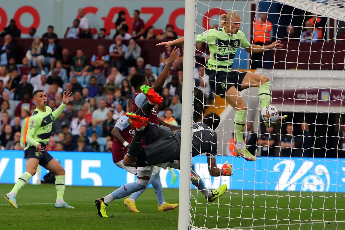 Así marcó Erling Haaland su décimo gol en la Premier League.