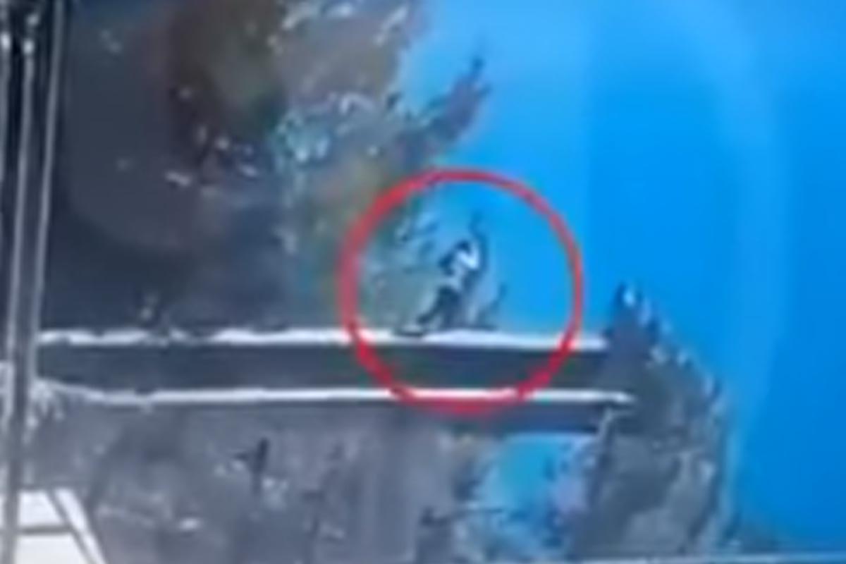 Momento en el que cae Inessa Polenko.