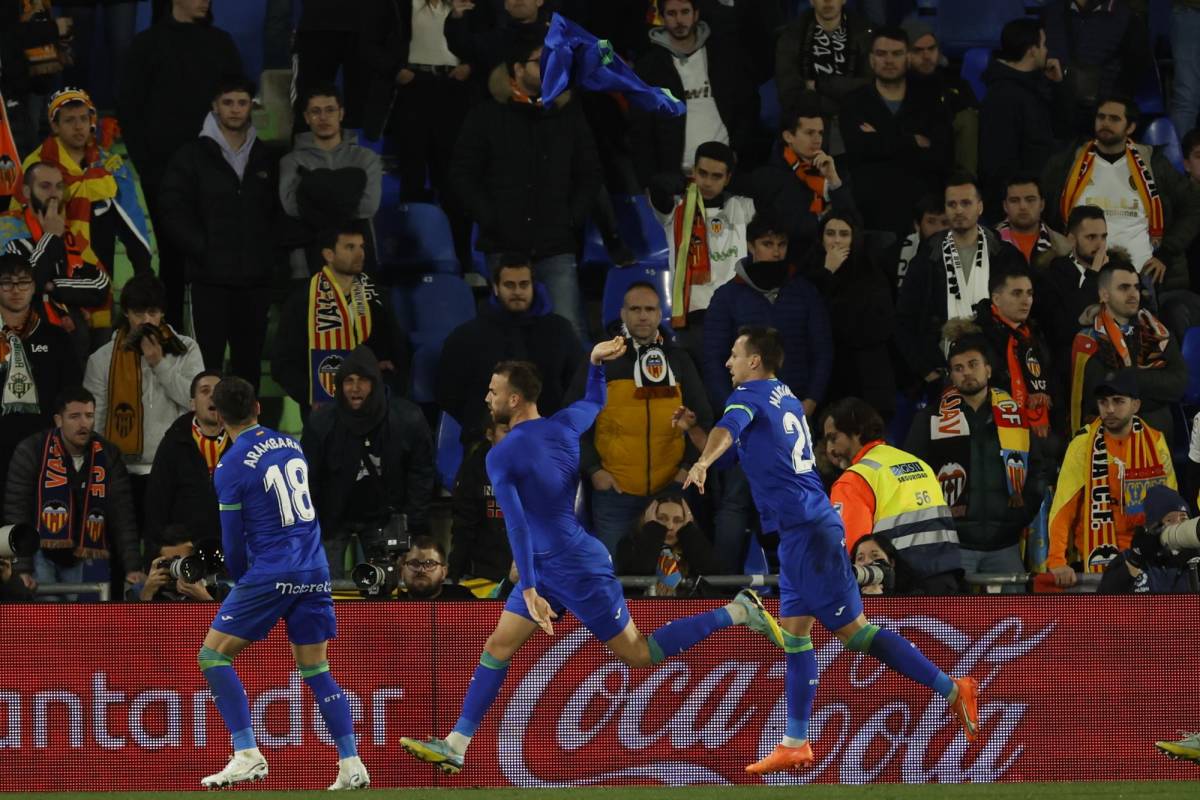Borja Mayoral anotó el gol de la victoria del Getafe ante Valencia y lo festejó con euforia.