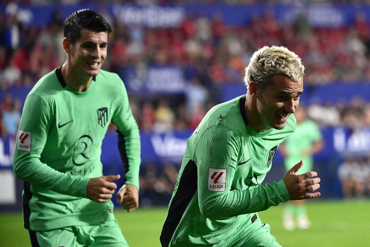 Antoine Griezmann celebrando su gol contra el Osasuna.