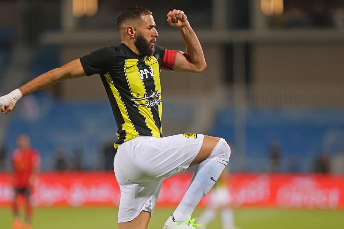 Karim Benzema marcó su primer gol en la Liga de Arabia Saudita como capitán.
