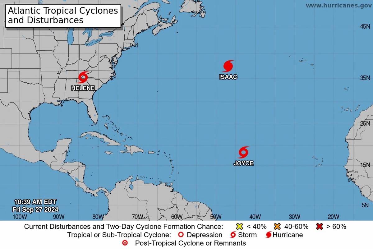 A la catastrófica tormenta Helene se suman en el Atlántico Joyce y el huracán Isaac