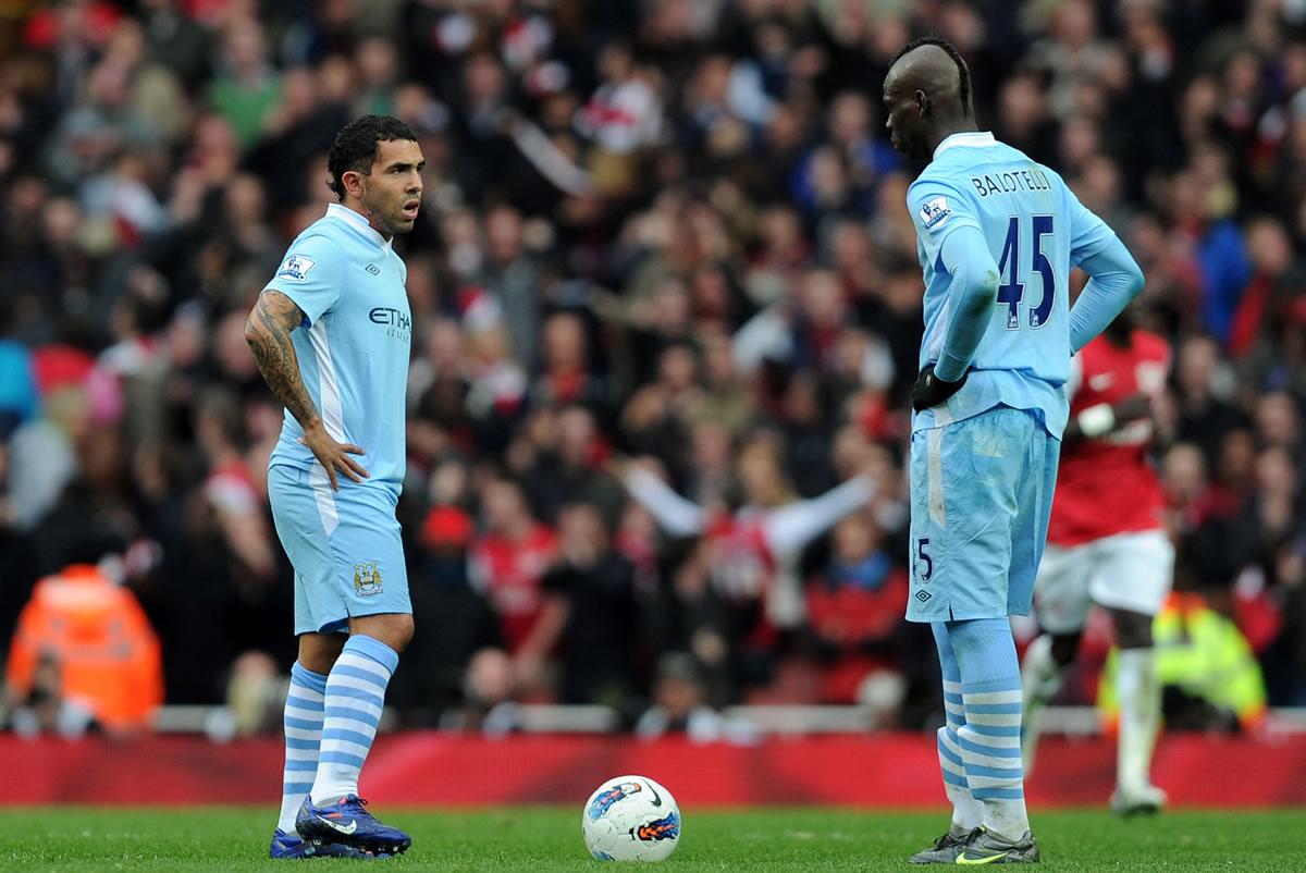 Balotelli y Tévez fueron compañeros en Manchester City entre las temporadas 2010 y 2013.