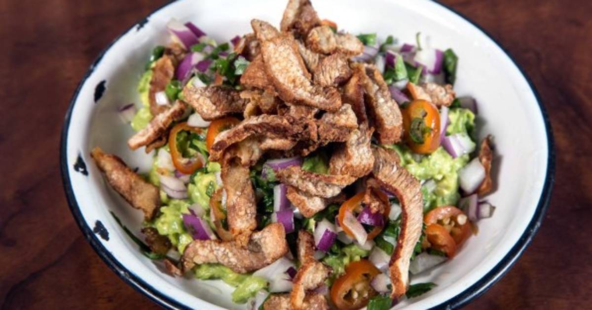 Guacamole con chicharrón crujiente