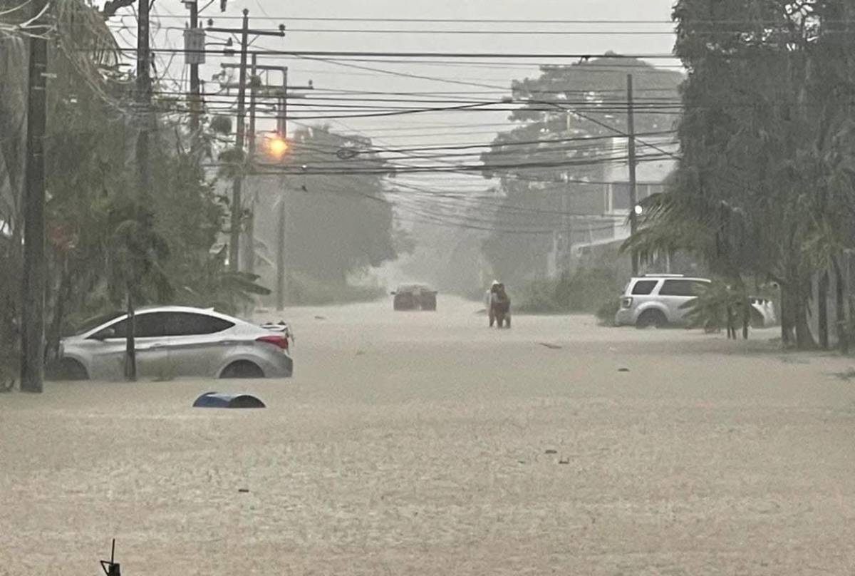 Cuatro personas se salvaron de morir ahogadas después de que la quebrada se desbordara e invadiera sus viviendas en el municipio de Omoa.