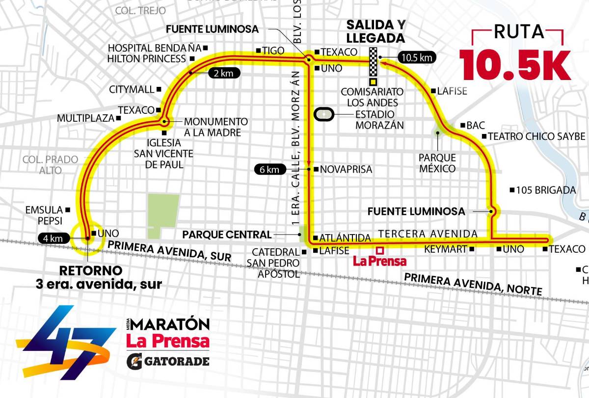 La ruta de los 10 kilómetros de la Maratón de LA PRENSA.