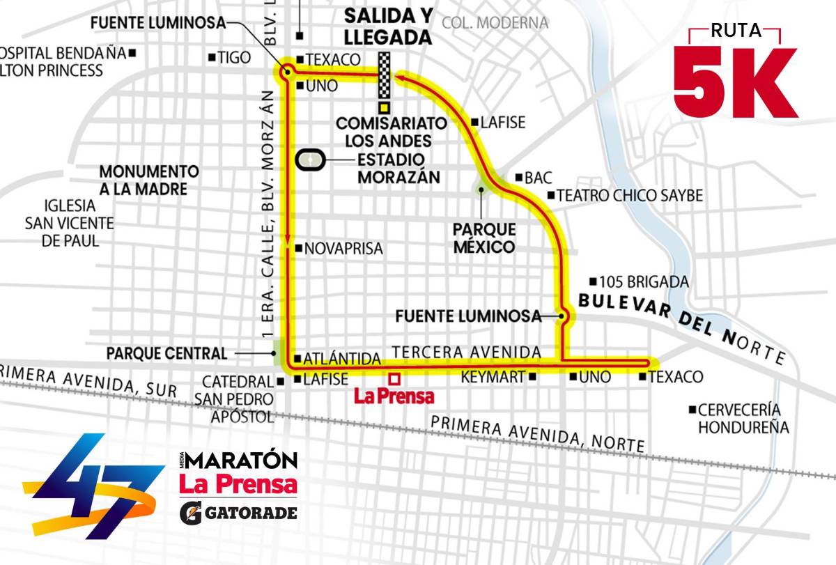 La ruta de los 5 kilómetros de la Maratón de LA PRENSA.