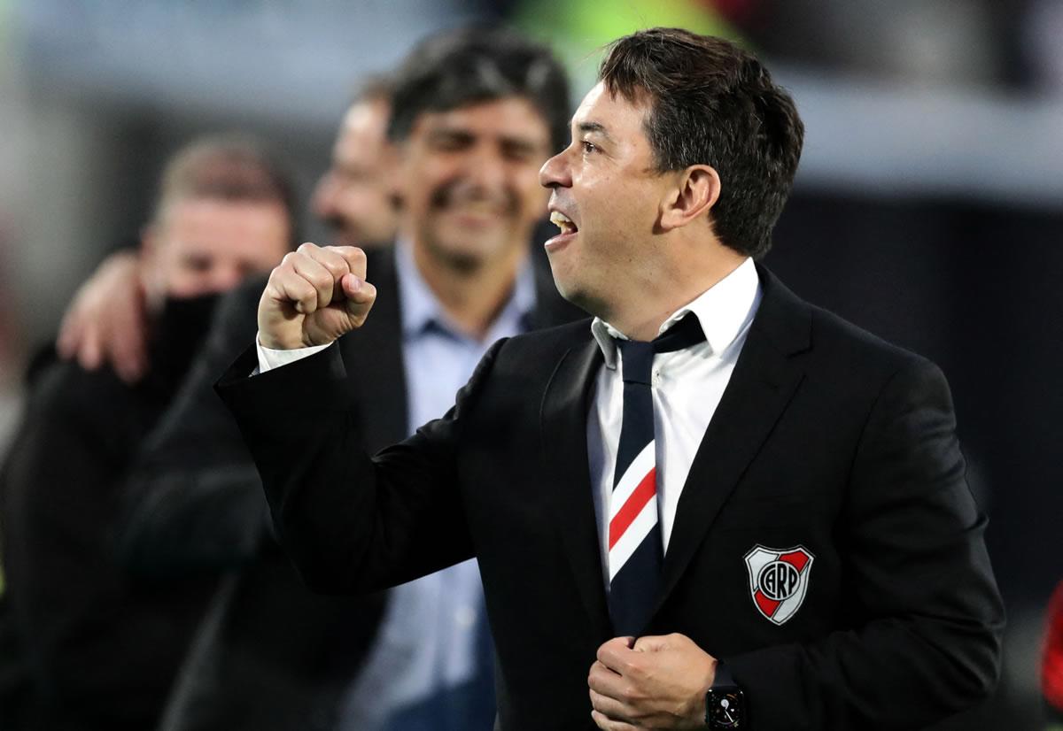 Marcelo Gallardo festejó la victoria como uno más.