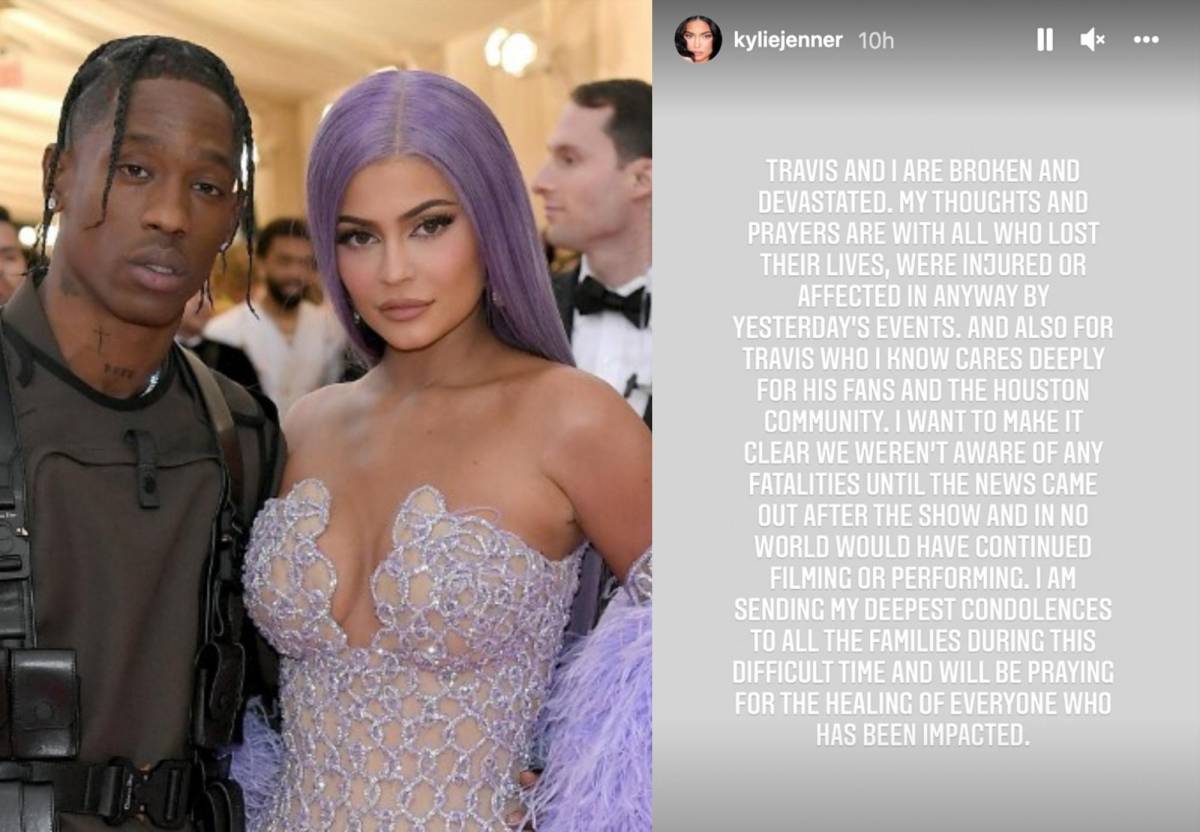“Travis y yo estamos desvastados”, escribió Kylie Jenner en su Instagram.
