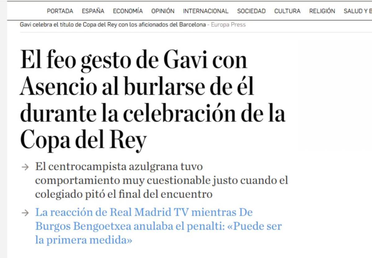 Copa del Rey: Indignación tras descubrir lo que Gavi hizo con Asencio