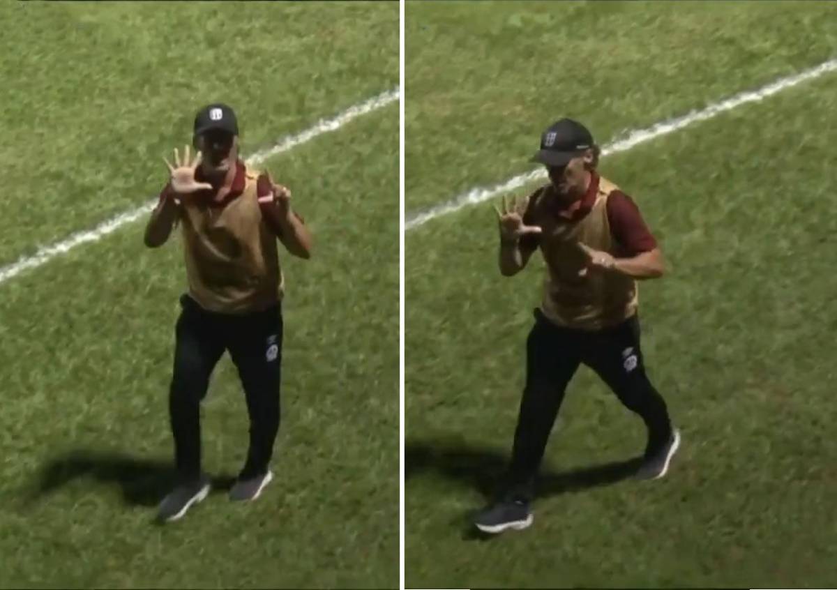 Pedro Troglio realizó este gesto a los aficionados de la Real Sociedad.