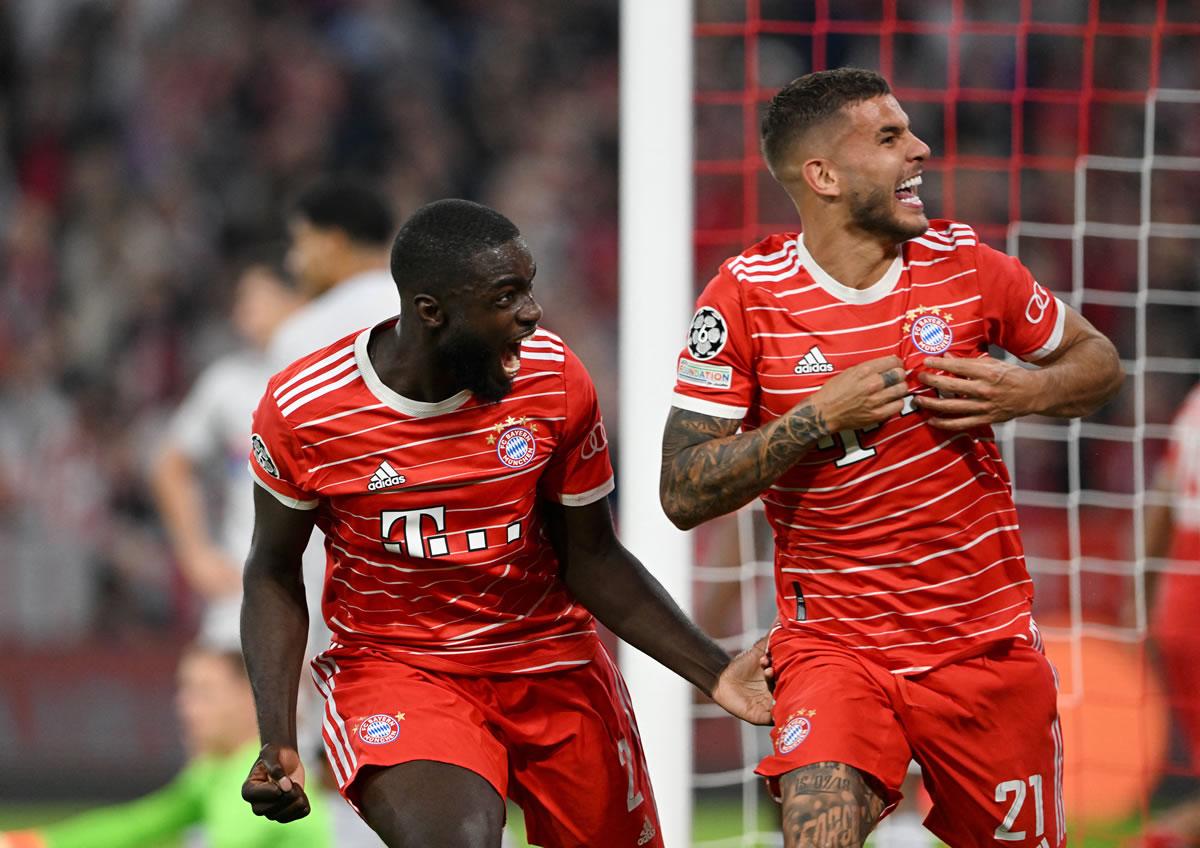 La emoción de Lucas Hernández tras marcar el primer gol del Bayern Múnich.